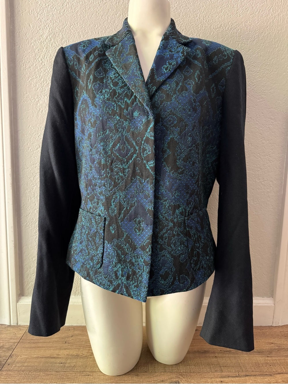 NEW $500 Elie Tahari Roni blue paisley elegant blazer work jacket Size 14 - Picture 2 of 7